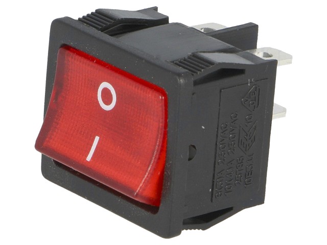 ROCKER DPST Poz: 2 OFF-ON 6A/250VAC roşie lampă cu neon 250V - imagine 11